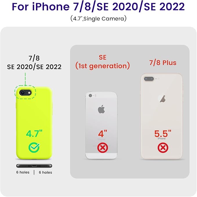 OTOFLY for iPhone SE Case 2022/2020,iPhone 8/7 [Shockproof Silicone] [Military Grade Drop Tested] [Anti-Fingerprint & Anti-Slip] Phone Case for 4.7 Inch- Fluorescent Yellow