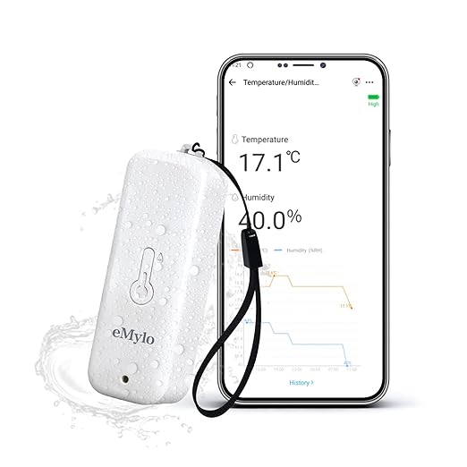 eMylo Zigbee Temperature and Humidity Sensor, IP65 Indoor Outdoor Thermometer Hygrometer for Home Automation, Hub Required, Compatible with Echo Devices with Zigbee Hub Built-in, Home Assistant,Homey