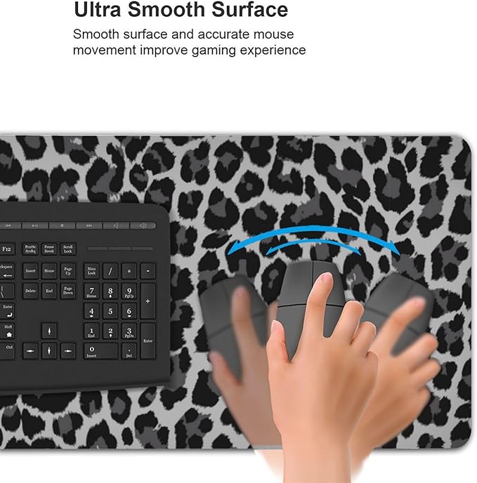 Leopard Skin Pattern Mouse Pads XXL Extended Mousepad with Stitched Edges Non-Slip Rubber Base Computer Keyboard Pad Desk Mat for Home Office Desk Decor, 35.4" X 15.7"