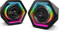 Computer Gaming Speakers, 50W Active Desktop Speakers with Infinity Mirror 3D Tunnel RGB (8 Modes), Bluetooth 5.3, AUX in, Headphone Out & Type-C Input, 3 EQ Modes, AC Powered for PC/Laptop/TV