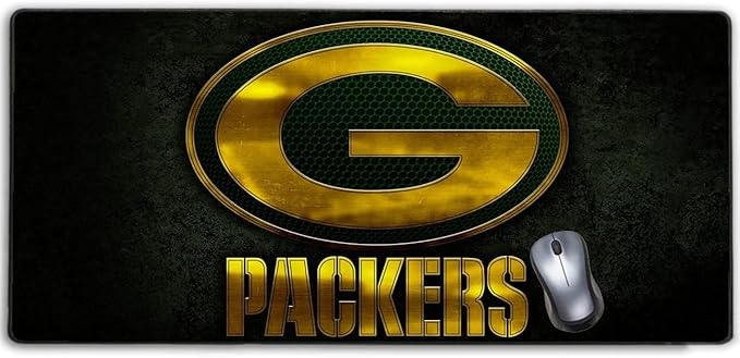 Large Gaming Mouse Pad,Stitched Edges Extended Mousepad with Non-Slip Rubber Base for Laptop Computer Desktop Keyboard,Football Fans Dark Yellow Design Mat