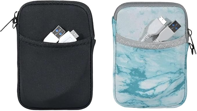 External Hard Drive Portable Carrying Case Waterproof Shockproof 2.5 inch Hard Drive Storage Carrying Bag for Seagate/WD/Toshiba/Maxone External Hard Drive(2-Pack) (Black + Marble Green)