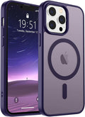 SUPFINE Magnetic for iPhone 13 Pro Max Case (Compatible with MagSafe) (Military Grade Drop Protection) Translucent Matte Shockproof Phone Cover,Dark Purple
