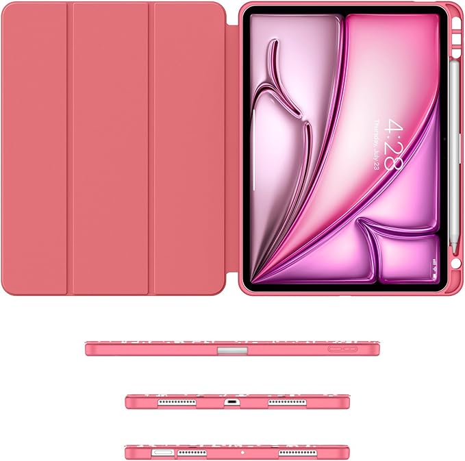 Soke Case for New iPad Air 11 Inch (M4/M3/M2, 2026-2024), iPad Air 5th/4th Generation 10.9 Inch (2020-2022) with Pencil Holder, Soft TPU Back Cover & Auto Sleep/Wake, Book Watermelon