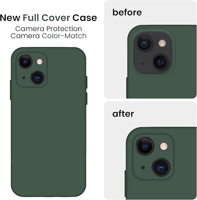 FireNova Designed for iPhone 13 Case, Silicone Upgraded [Camera Protection] Phone Case, Soft Anti-Scratch Microfiber Lining Inside, 6.1 inch, Alpine Green