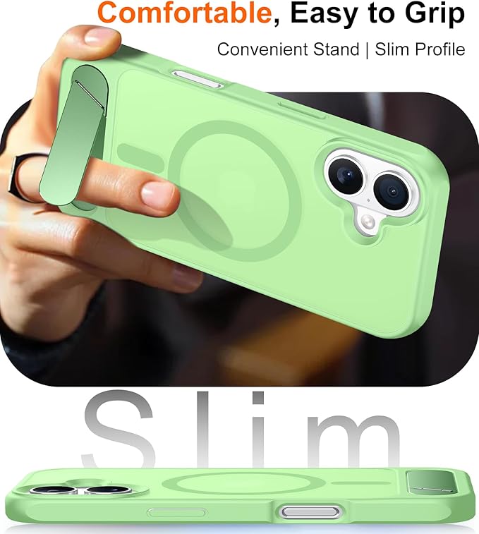 Magnetic Compatible with iPhone 16 Plus Case, [Built-in Invisible Kickstand][Compatible with MagSafe][Military Grade Shockproof] Slim Translucent Matte Phone Case for iPhone 16 Plus 6.7"
