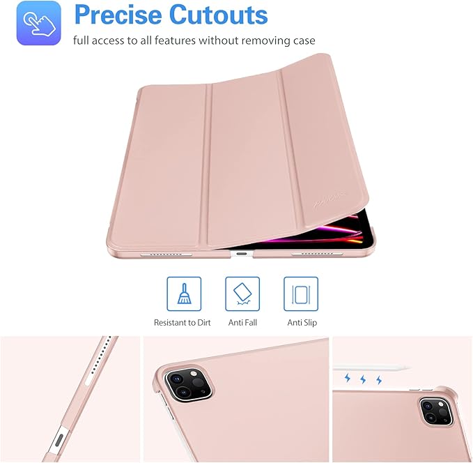 ProCase Smart Case for iPad Pro 12.9 2022/2021/2020/2018, Slim Stand Hard Back Shell Smart Cover for iPad Pro 12.9" 6th Gen/5th Gen/4th Gen/3rd Gen -Pink