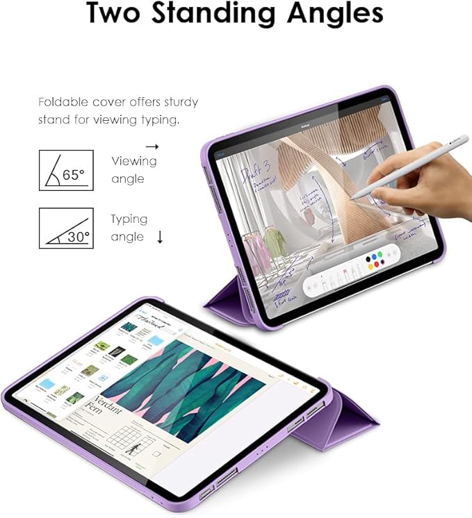 DTTO for iPad Pro 11 Inch 4th/3rd/2nd/1st Generation 2022/2021/2020/2018 Case, Also Fit iPad Air 11-Inch/5th/4th Gen, Slim Lightweight Trifold Stand Soft Back Cover，Auto Sleep/Wake,Purple
