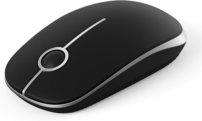 Unipows Wireless Mouse - 2.4G Slim Portable Computer Mouse with Nano Receiver, Less Noise Mobile Optical Mice for Notebook, PC, Laptop, Computer, Mac (Black and Silver)
