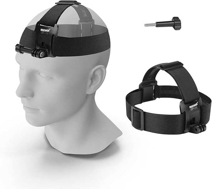 NEEWER Head Strap Mount Compatible with GoPro Hero 13 12 11 10 9 8 Black 7 Silver 7 White, Adjustable Head Mount Action Camera Accessories for POV Video Recording Cycling Surfing, GP-71