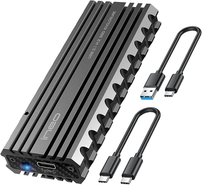 Ineo M.2 NVMe (PCIe) SSD USB10Gbps Type-C Rugged Militarized Enclosure with a Solid Metal Case and Built-in Write Protection Switch (Picatinny Rail Style) [C2597-NVMe]
