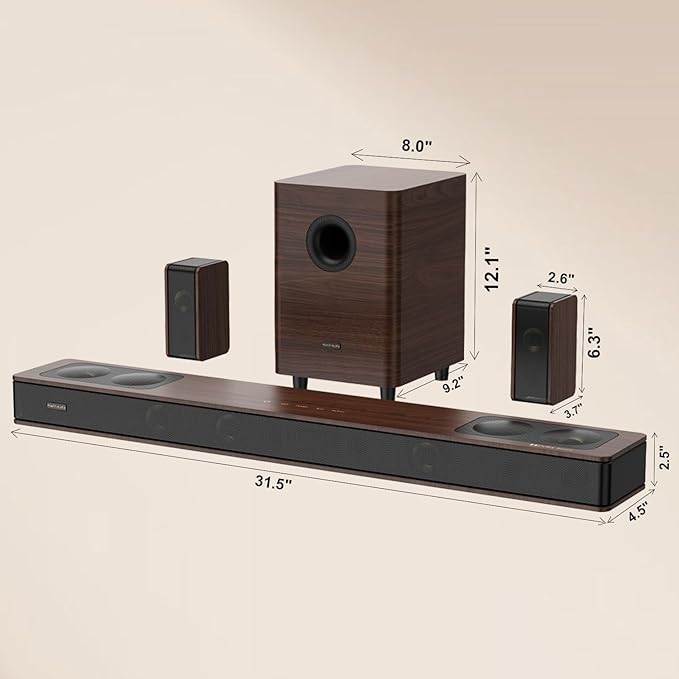 Flagship 5.3.4 Soundbar with Dolby Atmos, 800W Sound Bar for Smart TV with Subwoofer, 2 Wireless Rear Speakers, BassCoupling Tech for 28Hz Depth, Home Theater Surround Sound System Works eARC, BT 5.4