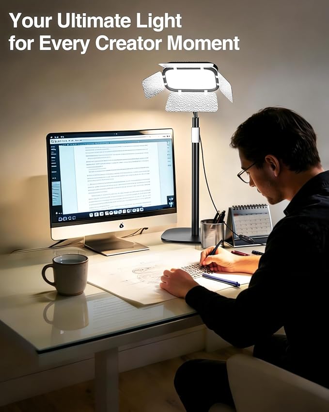 EMART Zoom Meetings Streaming Light for Desk with Flexible Gooseneck, Desktop Video Conferencing Calls Selfie Key Light, Recording Keylight Continuous Output Lighting for Laptop Computer Webcam