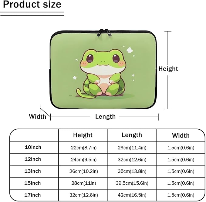 Cute Frog Laptop Sleeve for Women Teen Girls 13 inch Laptop Accessories with Versatile Uses Lap Top Case Portable Computer Sleeve Laptop Pouch Ideal Gifts for Holidays Green