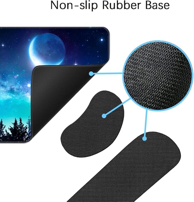 MIBITRI Keyboard Mouse Pad Set, Extended Gaming Mouse Pad+Ergonomics Keyboard Wrist Rest Support, Memory Foam, Easy Typing Pain Relief, 3Pcs XXL Ultra Thick Desk Mat, Moon Forest