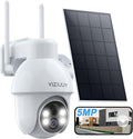 VIZIUUY 5MP Solar Security Camera Outdoor, Wireless Battery Powered Security Camera with 360°View, Pan and Tilt, Color Night Vision with Floodlight,PIR Human Detection,Compatible with Alexa