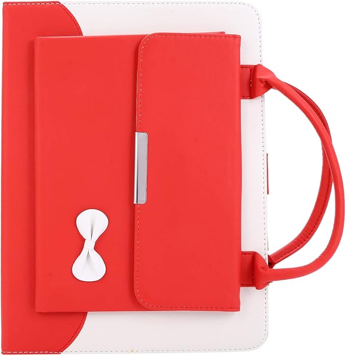 Handbag Case for iPad Pro 11" (2018-2025) & iPad Air 11 2024 2025/Air 10.9", Techcircle Cute Bowknot Pocket Wallet Folio Stand PU Leather Carrying Case, Auto Sleep/Wake, Red