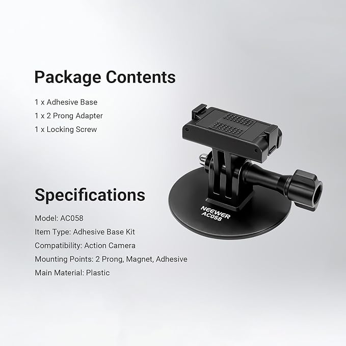 NEEWER Adhesive Base Mount Kit Compatible with DJI Osmo Nano/Osmo 360/Action 6 5 Pro 4 3, Magnetic Quick Release Adapter Stand Bracket Action Camera Accessories for POV Video Recording, AC058
