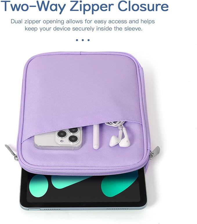 Dadanism 8-9 Inch Tablet Sleeve Bag Carrying Case for iPad mini 7th/6th 8.3", iPad mini 7.9", Galaxy Tab A7 Lite/A9 8.7", ‎Remarkable Paper Pro Move 7.3" 2025, Tab M8 8", Tab M9 9", Grey Purple