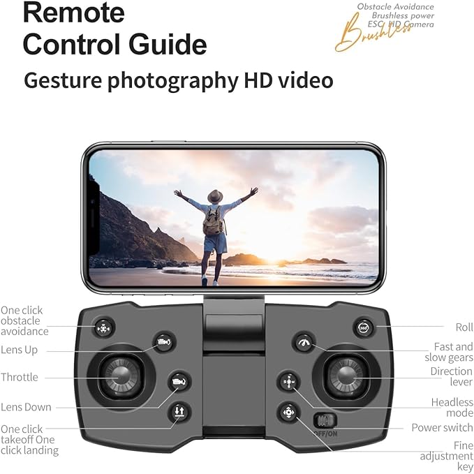 4k Drone (Equipped with dual cameras), Foldable Dron, small-scale Drone With Height Setting Function, Six-pass Gyroscope, Gesture Photo, Video Recording, Headless Mode, Emergency Stop, Trajectory Gravity Sensing, and Auto-photography for Adults and Tee...