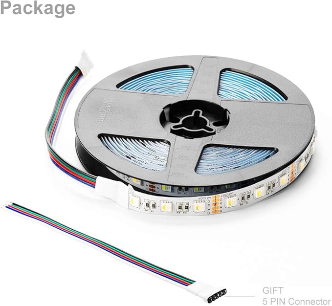 BTF-LIGHTING RGBW LED Strip Lights,UL Listed,5050 4 Colors in 1 RGB + 6000K-7000K Cool White,12V DC,16.4ft/5m 60LEDs/m 12mm White PCB, IP30 for Home Decoration(No Adapter or Controller)