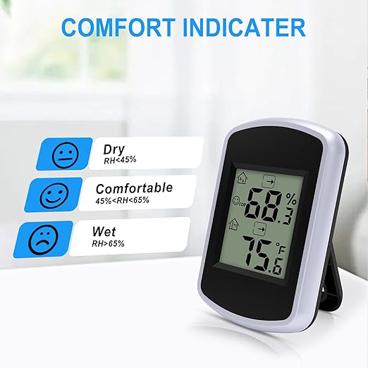 Urageuxy Digital Hygrometer Thermometer, Temperature Humidity Monitor with Fahrenheit Only, Indoor Temperature Gauge and Humidity for Home, Office, Bedroom, Baby Room, Kitchen, Greenhouse