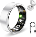Smart Health Ring for Women Men Fitness Tracker with Heart Rate, Blood Oxygen,Sleep Monitoring, Step Counting, IP68 Waterproof for iPhone and Android, No Subscription (Bright Silver, 6)