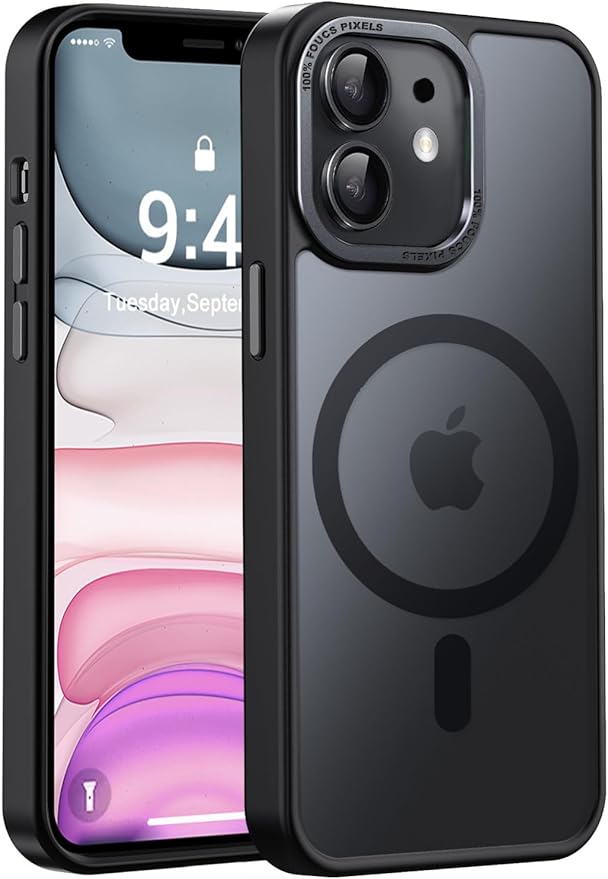 Newfuture Designed for iPhone 11 Case with Strong Magnetic [13 FT Military Drop Protection] [Compatible with Magsafe] Slim Translucent Matte Shockproof with Anti-Fingerprint Phone Case, Black