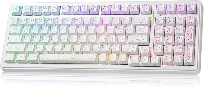 LEOBOG Aula Keyboard, F99 Wireless Mechanical Gaming Keyboards, Hot Swappable Custom Creamy RGB Backlit Computer Keyboard,BT5.0/2.4GHz/USB-C,Topographic Side-Printed Keycaps, Switch