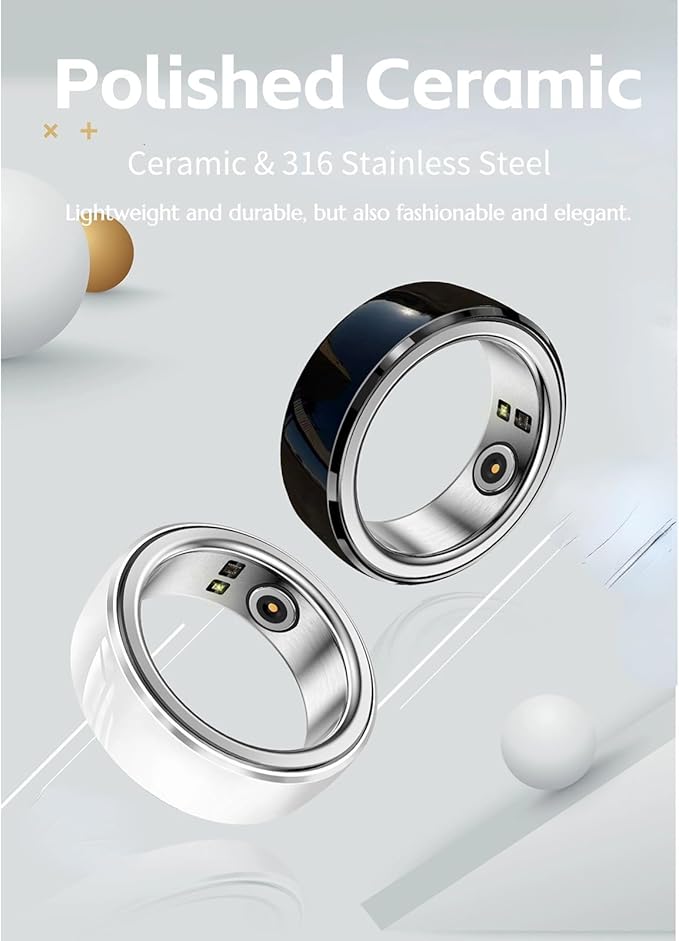 Yoidesu Smart Health Ring for Women & Men, IP68 Waterproof Wearable Fitness Ring Rechargeable with Sleep Monitoring Step Counting Camera Control Heart Rate (8)