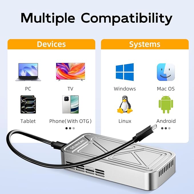 40Gbps M.2 NVME Enclosure with Cooling Fan,USB 4 NVMe Enclosure,Compatible with Thunderbolt 4/3/USB3.2/3.1/3.0/2.0