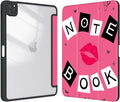 Case for iPad Pro 11 inch 4th/ 3rd/ 2nd / 1st Generation (2022/2021/2020/2018), Case with Pencil Holder, Stand Clear Back Cover Cute Cool Design for Women Girls, Auto Sleep/Wake, Rose Red Book