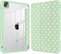 Tuiklol for iPad Pro 12.9 Inch 6th/5th/4th/3rd Generation 2022 2021 2020 2018 Case,Built-in Pencil Holder Clear Transparent Protective Back Shell Cover with Auto Sleep/Wake, Spot-Green