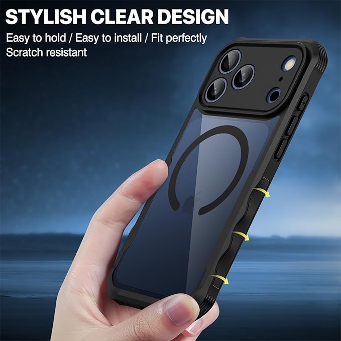CENHUFO Magnetic Privacy for iPhone 17 Pro Case [Compatible with Magsafe] Full Body Phone Case Built-in 9H Tempered Glass Privacy Screen Protector, Camera Protection Shockproof Bumper Cover -Black