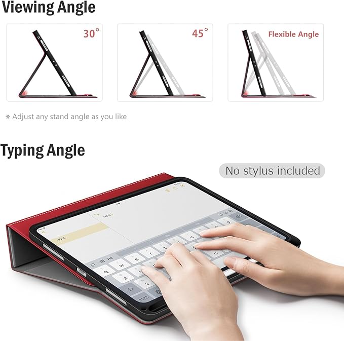 Antbox Case for iPad Pro 12.9'' 6th Generation (2022) 5th/4th/3rd Generation (2021/2020/2018), Built-in Pencil Holder Auto Sleep/Wake Function PU Leather Smart Cover (Red)