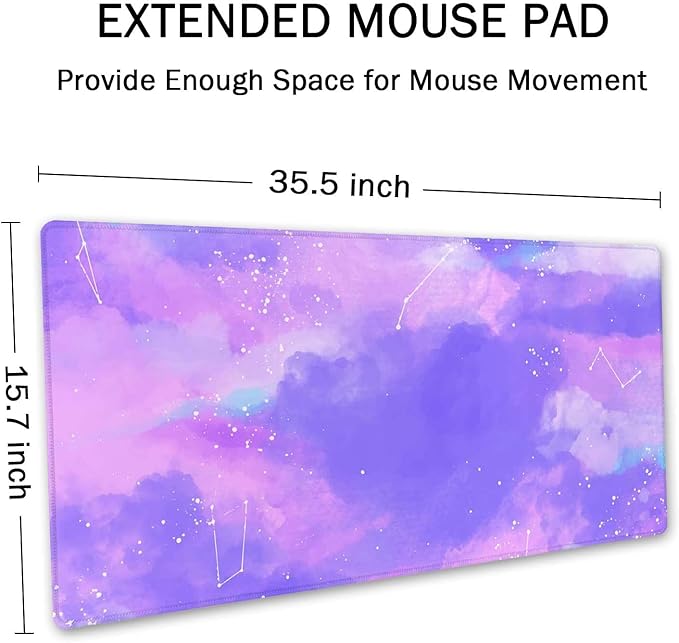 SSOIU Pink Pastel Desk Mat, Gorgeous Starry Sky Desk Pad, Cute Large Gaming Mousepad, Gamer Girl Desk Pad 35.5" X 15.7", Non-Slip Laptop Computer Keyboard Mousepad for Office and Home