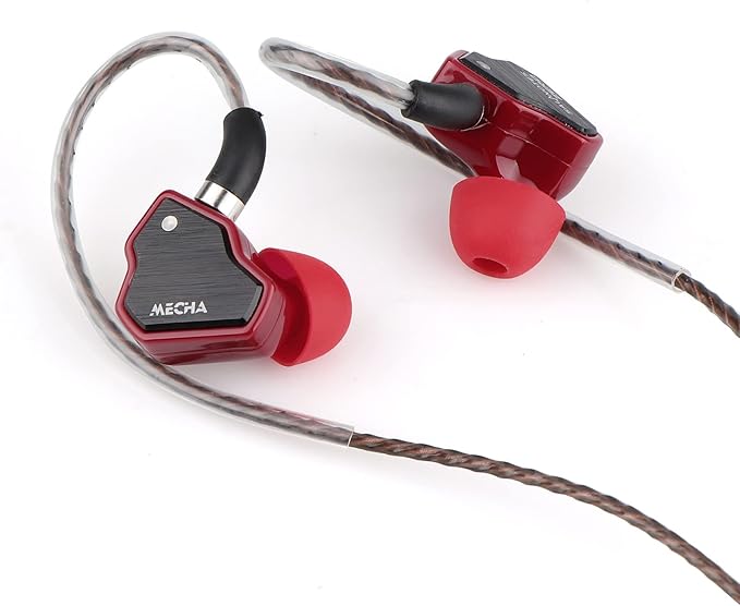 Linsoul 7Hz Salnotes Zero HiFi 10mm Dynamic Driver in-Ear Earphone IEM with Metal Composite Diaphragm Stainless Steel Faceplate Detachable 2Pin OFC Cable (Red, with Mic, Type C)