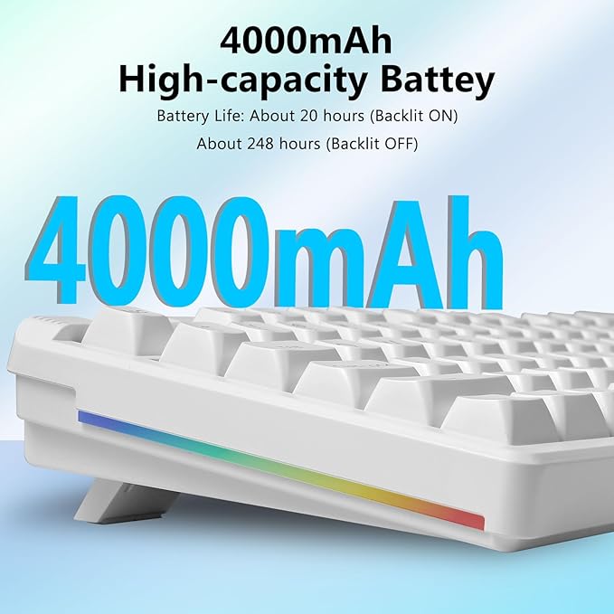 Redragon Wireless Mechanical Keyboard Creamy, Bluetooth/2.4GHz/USB-C Wired, 75% Hot Swappable Custom Gaming Keyboard with Knob, RGB Backlit, Pre-lubed Linear Switches, PBT Keycaps, White