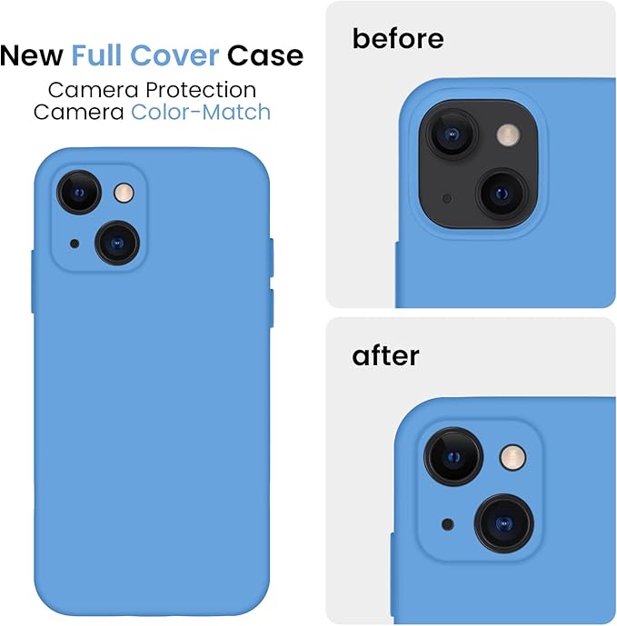 FireNova Designed for iPhone 13 Case, Silicone Upgraded [Camera Protection] Phone Case, Soft Anti-Scratch Microfiber Lining Inside, 6.1 inch, Blue