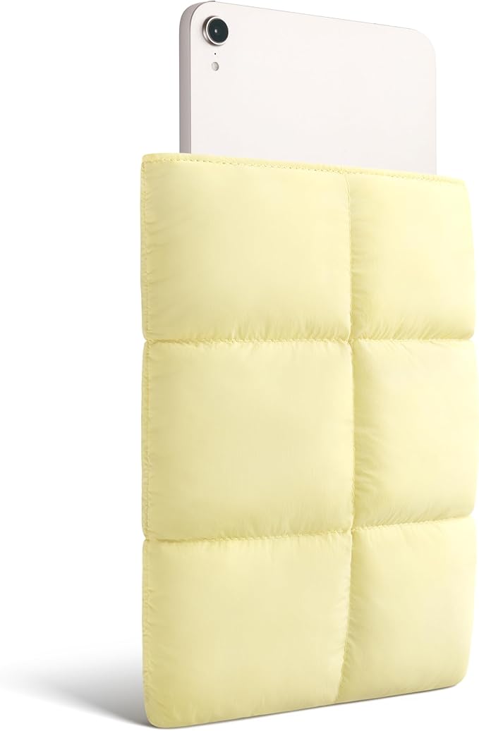Comfyable Puffy Tablet Sleeve 7-8 Inch Compatible for iPad mini 7 2024 A17 Pro, Mini 6 2021 A15, Quilted Puffer Tablet Carrying Case for Women Men, Butter Yellow