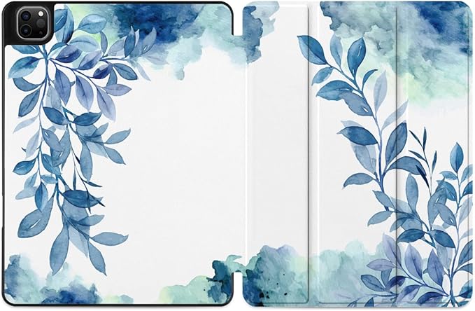 DONGKE Case for 2022/2021/2020/2018 iPad Pro 11 inch Gen 4/3/2/1 - Slim Protective Case - Built in Pencil Holder Support Charging - Trifold Stand & Sleep/Wake Cover - Watercolor Blue Floral