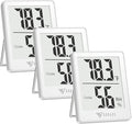 DOQAUS Indoor Thermometer [3 Packs], Humidity Gauge Room Thermometer for Home, Digital Hygrometer, Accurate Temperature Humidity Monitor Meter for House, Office, Greenhouse, Home White (2.3X1.8inch)