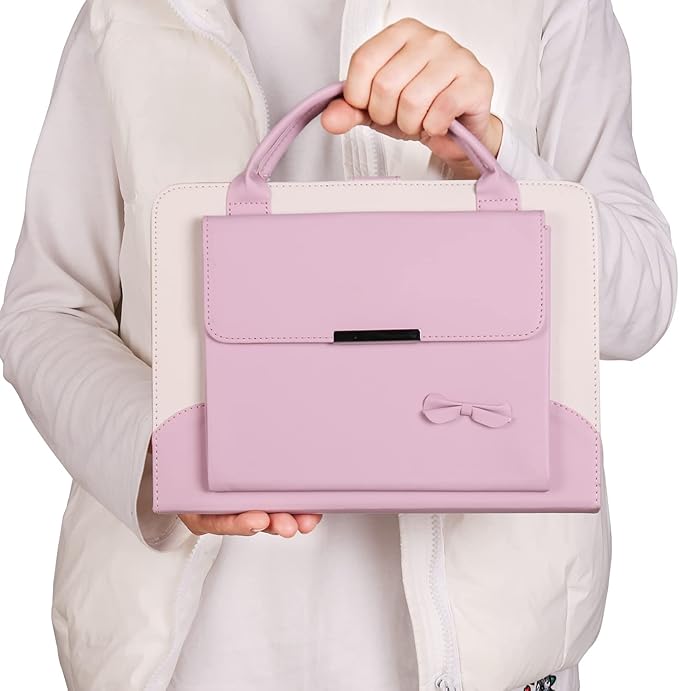 Cute Case for iPad 11 inch (A16) 2025 / 10th Generation 10.9 inch 2022, iPad 10 / 11th Gen Case, Slim Handbag Leather Protective Cover with Stand Hand Strap Pocket for Girls Woman Kids,Pink