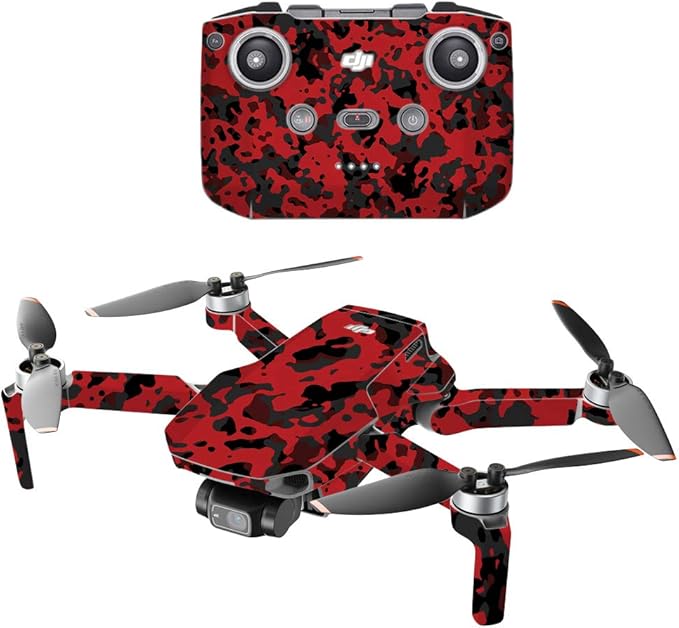 MightySkins Compatible with DJI Mini 2 Portable Drone - Red Modern Camo | Protective, Durable, and Unique Vinyl Decal wrap Cover | Easy to Apply, Remove, and Change Styles | Made in The USA