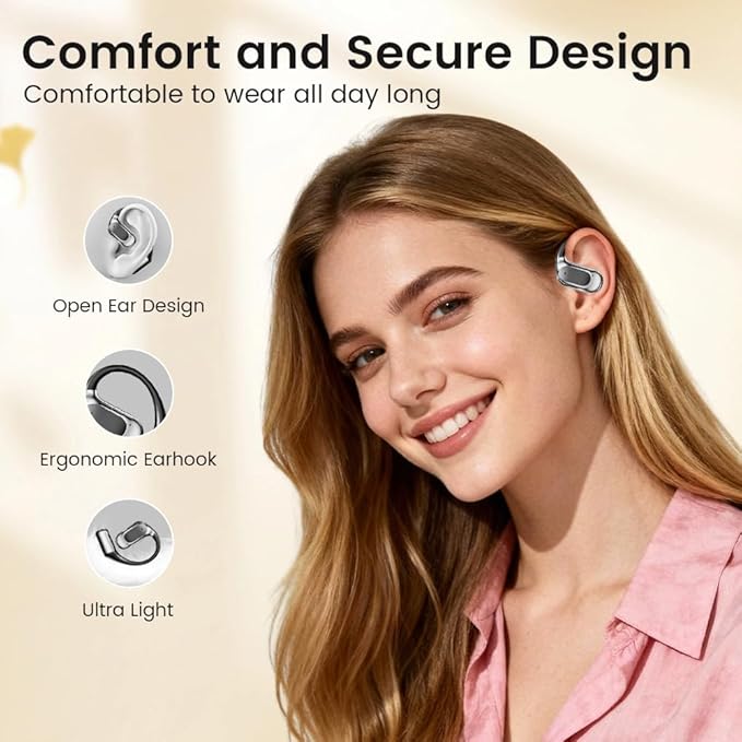 Open Ear Earbuds, Bluetooth Headphones 5.4 Sports with Smart Digital Display, 40H Playtime, Clear Calls,IPx4 Waterproof, Wireless Over Ear Buds Lightweight Design Fit Cycling, Running, Workout(black)