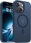 Magnetic for iPhone 15 Case,[Compatible with MagSafe][Military-Grade Drop Protection][Anti-Yellowing] Shockproof Protective Translucent Matte Cover for iPhone 15 Phone Case,Midnight Blue