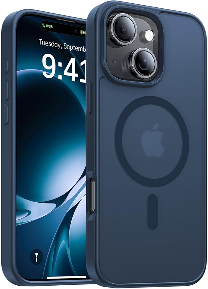 Magnetic for iPhone 15 Case,[Compatible with MagSafe][Military-Grade Drop Protection][Anti-Yellowing] Shockproof Protective Translucent Matte Cover for iPhone 15 Phone Case,Midnight Blue