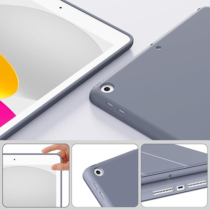 Smart Case for iPad 10.2 Inch 2021/2020/2019, for iPad 9th/8th/7th Generation Without Pencil Holder, Shockproof Cover with Soft TPU Back, Thin& Lightweight, Auto Sleep/Wake, Purple
