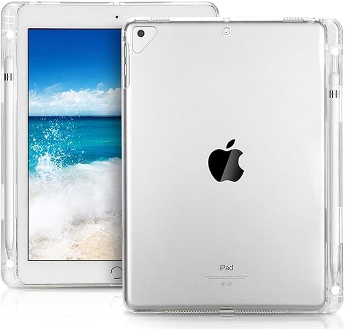 Clear Case for iPad mini 5/4/3/2/1 Cover 7.9" (iPad mini 5th/4th/3rd/2nd/1st Generation) with Pencil Holder Lightweight Crystal Transparent Shockproof Soft TPU Back Protective Shell, Clear