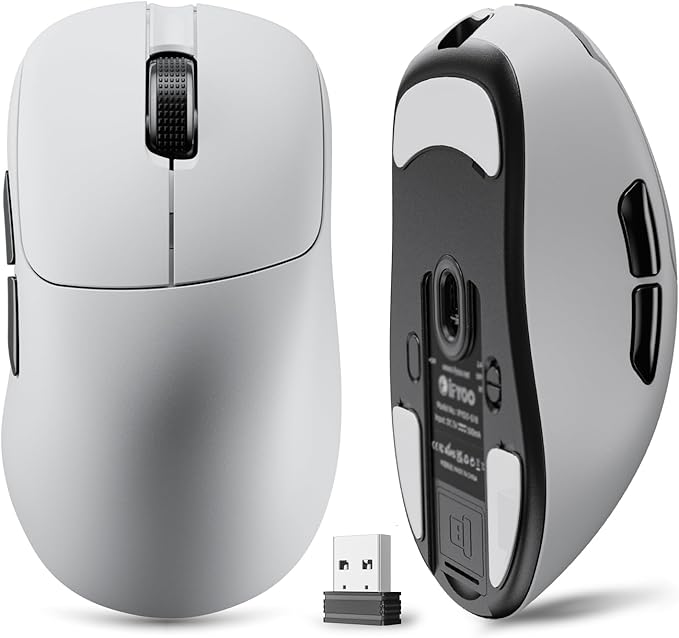 G18 2.4G/BT/Wired Tri-Mode 8K Wireless Gaming Mouse, Right-Handed Ergonomic Design, PAW3395 Sensor, 58g Lightweight, 8000 Polling Rate, 26K DPI, 5 Programmable Buttons, with Nano Wireless Receiver